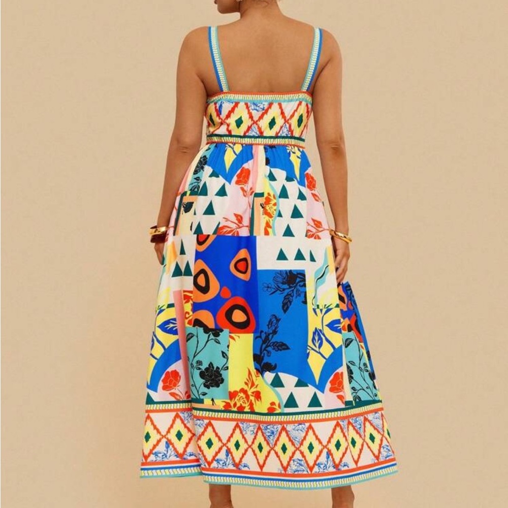 Multicolor Geometric Maxi Dress - Picture 3 of 11